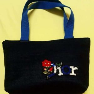 玫瑰牛仔布-提袋-有拉鍊