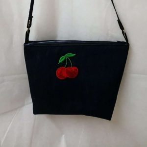 櫻桃牛仔布跨背包